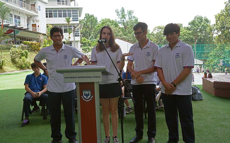 Students giving a speech