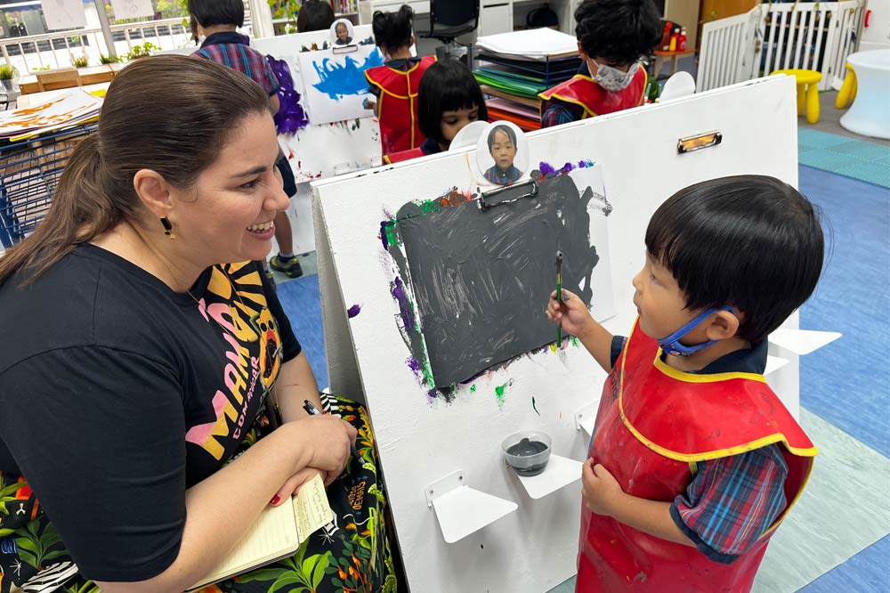 Chatsworth Kindergarten students express their feelings, create, and share their stories through the art of painting