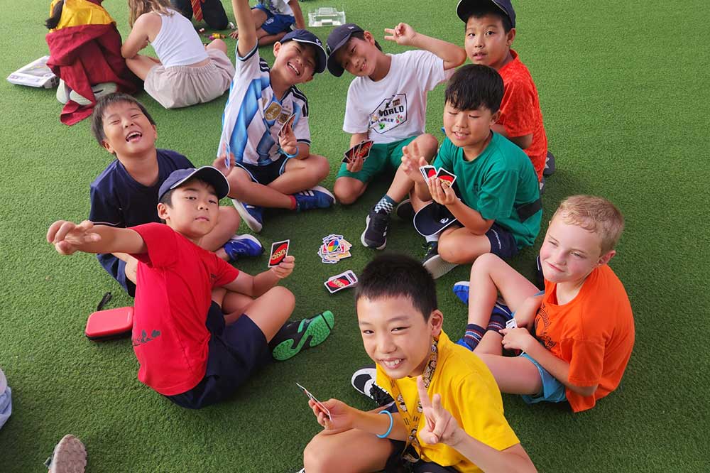 Primary students having fun at school during a sleepover